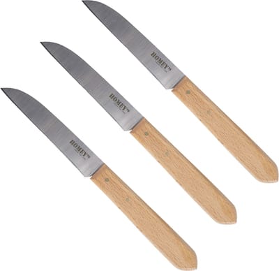 Homey's Klompenmesjes - 3 schilmesjes - Molenmesje - carbon/beukenhout - 8,5cm