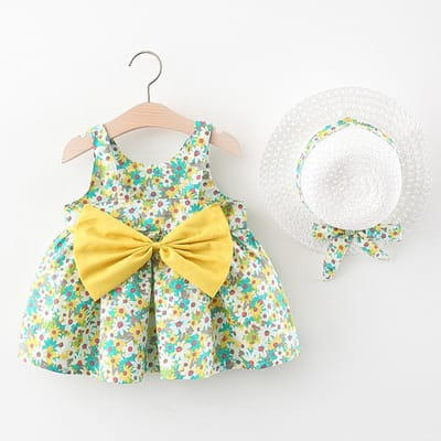 Baby Garden baby zomerjurkje met hoedje Yellow maat 92