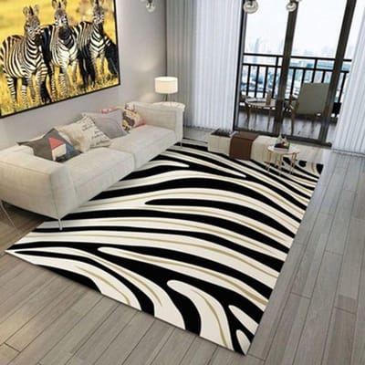 Home Decor Slaapkamer Mat Zebra Patroon Tapijt Woonkamer Slaapkamer Zachte Tapijten Anti-Slip Vloermatten Waterabsorberende Tapijten Tapis 120x160cm