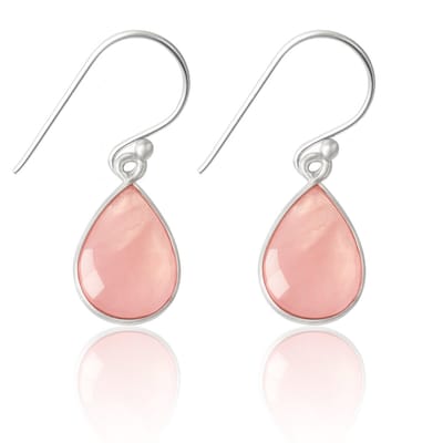 Natuursieraad | 925 sterling zilver rozenkwarts oorhangers | Edelsteen sieraden