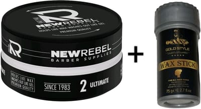 NEW REBEL Ultimate Hair Wax 150 ml + Gold Style Wax stick 75 gram – Sterke Hold, Makkelijk Uitwasbaar – Premium Haarstyling - Gel Wax