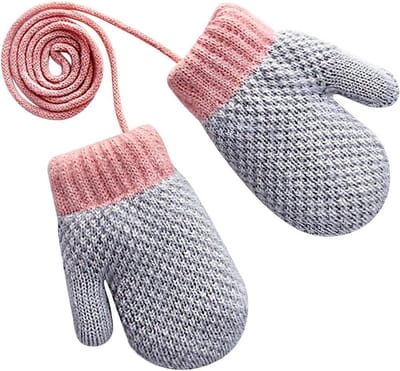 - Winterhandschoenen voor kinderen - Elastisch en gebreid - Voor peuters - Met trekkoord - Voor meisjes en jongens van 1 tot 3 jaar - Grijs - Warm en comfortabel - Beschermende kinderhandschoenen
