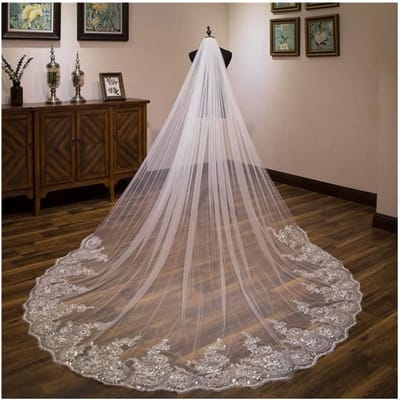 Elegante 3m Lange Bruidsluier met Tule en Appliques - Ideaal voor Bruiloften