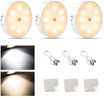 LED Kastverlichting met Bewegingsmelder - Oplaadbare Nachtlampen voor Trap, Hal, Slaapkamer en Keuken - Set van 3