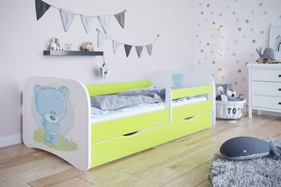 Dagbed - Logeerbed - Kinderkamer - Afneembare veiligheidsbarrière - 1 persoons - Groen