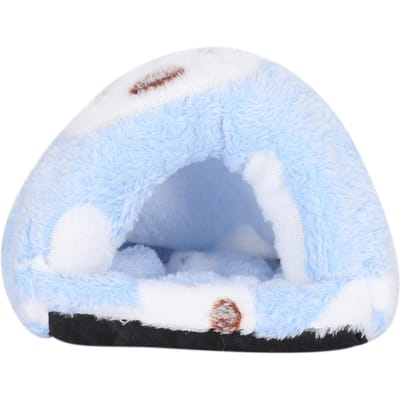 Mini Huisdier Winter Slaapbed Kooi Verwijderbaar Hamster Cavia's Warm Huis Grot(Blauw S) S white