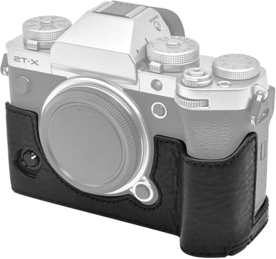 Genuine leren onderkant beschermhoes voor Fuji XT5/X-T5 camera, half-body, zwart, camera accessoires en bescherming