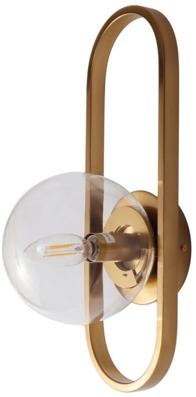 Kosilum - Belisto - Wandlamp - Transparant en goud - Metaal en glas