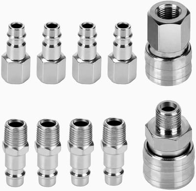 10-delige set luchtverbindingen Euro 1/4" BSP - Luchtkoppelingen en stekkers voor compressor, slang en koppelingen