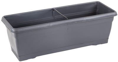 1+1 Bloembak met wateropvang -vaste waterschaal - antraciet - Balkonbak - 52cm Kruidenbak - Plantenbak