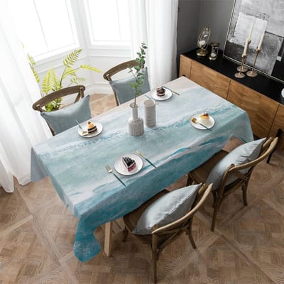 Strand Verloop Blauw Tafelkleed Vakantie Decor Waterdicht Rechthoekige Tafelkleden Bruiloft Decor Tafelkleed Diameter 153cm gray