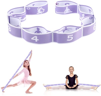 Multiloop yoga-riem, rekbaar, rekbaar, flexibel, voor fysiotherapie, pilates, yoga, dans, gymnastiek (paars)