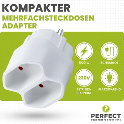 10x Tweevoudige Stekkeradapter - Stroomverdeler met 2 Geaarde Contactdozen (Wit)
