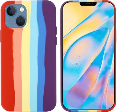Peachy Rainbow Pride siliconen hoesje geschikt voor iPhone 14 Plus - pastel