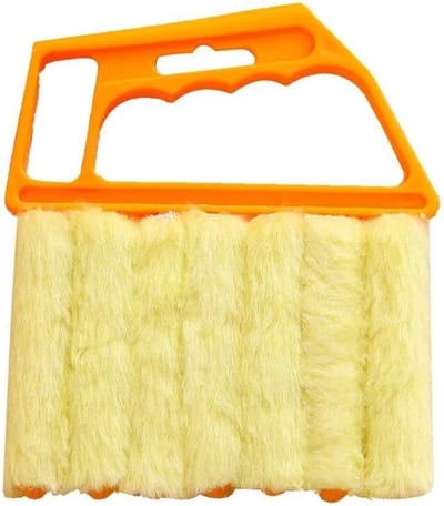 1-Pack - Reinigingsborstel voor jaloezieën - 7 verwijderbare microvezeldoeken - Multifunctionele kierenreiniger - Geschikt voor jaloezieën/airconditioners/zonneschermen/autoventilatoren - Stofverwijderingsborstel