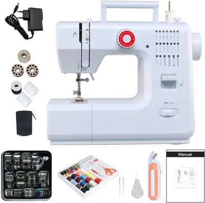 Creatorally Elektrische Mini Naaimachine - 20 steektypen - met Elektrische Schaar - 42 delig Naaiset - 11 delig Naaimachinevoetjes - Naaiset - Sewing Machine Beginners Set - Electronische naaimachine Huishoudelijk