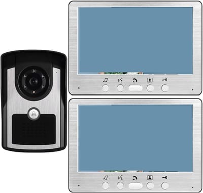 Video Deurbel Systeem - Beveiliging Thuis - Veiligheid Wonen - 7 Inch Kleurenscherm - 1 Monitor 2 Deuren - Wit