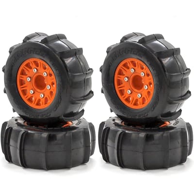Pneus à palette RC hors route, pneus à palette de sable et de neige, 4 pièces de remplacement pour camion de course courte 1/10 727 Type 2 orange