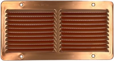 Ventilatie rooster - Lucht doorlaat - Binnenhuis ventilatie - Met insectennet - 15 x 28 cm - Koper