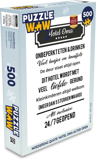Puzzel Hotel oma - Spreuken - Oma - Quotes - Legpuzzel - Puzzel 500 stukjes