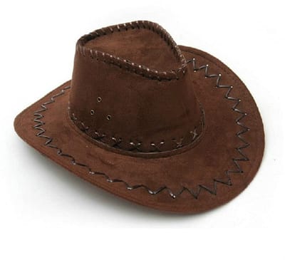 Dailygoods - Cowboyhoed met brede rand, cowboyhoed van leer, voor kinderen, volwassenen, cosplay, zonnehoed voor buiten (donkerbruin)