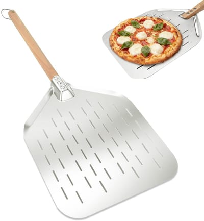 40 x 30 cm, Geperforeerd, Professionele Pizzaschep, Met Groot Oppervlak, Afneembare Houten Handgreep, Voor Zelfgebakken Pizzarood