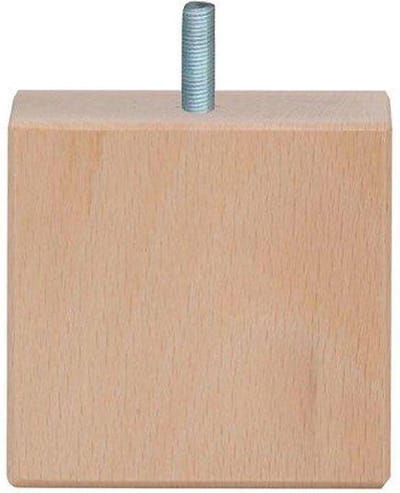 FLE - Meubelpoot vierkant 10 bij 10 cm en hoogte 10 cm van massief hout (M10)