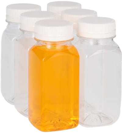 6 x Sapfles Plastic 75 ml - Vierkant - PET Flessen met Dop Wit- PET Kunststof BPA-vrij - Plastic Flessen Navulbaar - Met Dop - Lege Flessen - 6 stuks