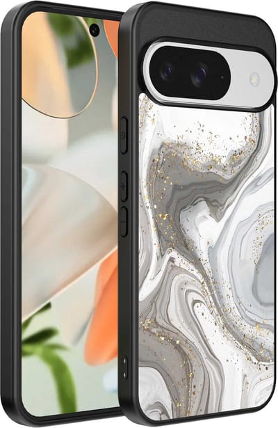 Geschikt voor Google Pixel 9 Telefoonhoesje met marmer opdruk - TPU backcover case marble design - Zilver - Smartphonica geschikt voor Google Pixel 9