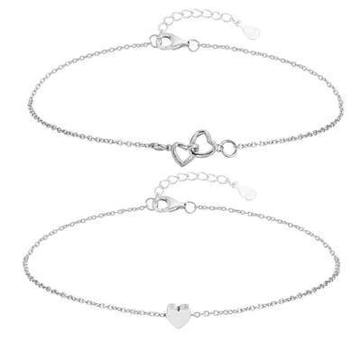 Dailygoods - Enkelkettinkje van Sterling Zilver met Hartschakels