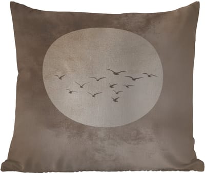 Buitenkussen Weerbestendig - Vogel - Beige - Japandi - 50x50 cm