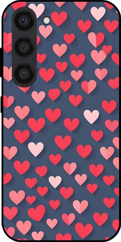 Smartphonica Telefoonhoesje Geschikt voor Samsung Galaxy S23 met Roze en Rode Hartjes Opdruk - TPU Backcover Case With Rosé and Red Heart Design geschikt voor Samsung Galaxy S23