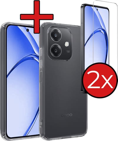 Hoesje - Met 2x Screenprotector - Geschikt voor OPPO A40 - Sterk & Shockproof - Telefoon Hoes - Back Cover - Siliconen Case - Telefoonhoes - Transparant