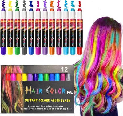 Mrs. Jones 12 kleuren tijdelijk haarkrijt haarkrijt pennen krijt voor meisjes wasbare haarkleurverf Verjaardagscadeautjes Halloween Cosplay Feestartikelen voor meisjes Kinderen Volwassenen .