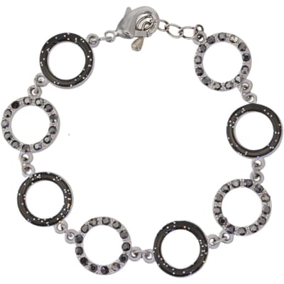Behave - Zilverkleurige armband - Zwarte cirkelsteentjes - Avondstijl