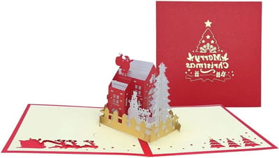 3D Kerst Pop-Up Kaart met Envelop, Vouwbare Kaart met Kerstmuts, Handgemaakt voor Vrienden en Familie, Perfect voor Kerstmis en Feestdagen