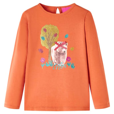 vidaXL - Kindershirt - met - lange - mouwen - 140 - oranjebruin