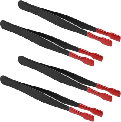 Precisie Tweezer Set - Hobby Tools - Verzamelen Sorteren - Rubberen Tips - 4 Stuks - Zwart