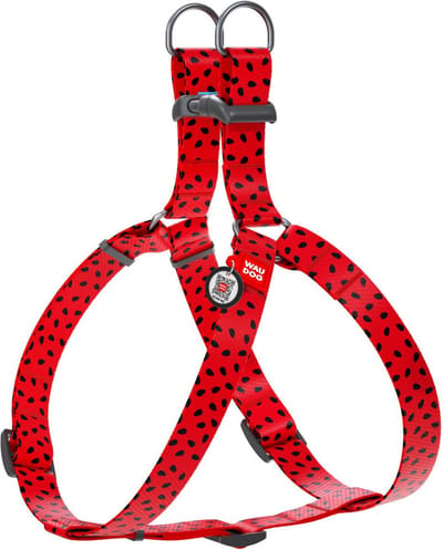 WAUDOG Watermelon Harnas / Hondentuigje - Nylon - Rood - Gratis QR Tag - Breedte: 25 mm - Borstomtrek: 60 - 90 cm (GELIEVE ALVORENS BESTELLEN OPMETEN)