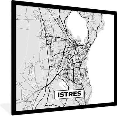 Fotolijst incl. Poster - Stadskaart - Frankrijk - Kaart - Istres - Plattegrond - 40x40 cm - Posterlijst