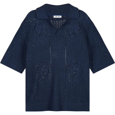 Olaf Face Logo Knit Polo Polos Donkerblauw M240702