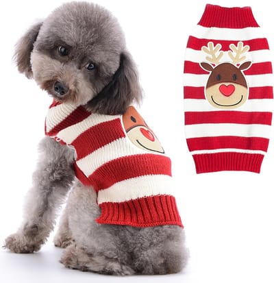 Kersttrui voor Honden - Warme Reindeer Turtleneck Trui voor Huisdieren - Winter Knitwear voor Honden en Katten, Perfect voor de Feestdagen