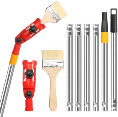 Dailygoods- Verfkwastenverlenging 1,8M - Deelbare Telescoopstang - Multi-hoek Penseelverlenging - Robuust en Duurzaam - Roestvrij Staal - Voor Hoge Plafonds en Hoeken - Schilderstang