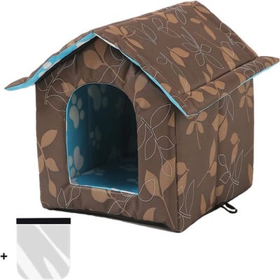 Stunq® Buitenhuis voor Huisdieren met Isolatie en Weerbestendige Functies, Inclusief Transparant Gordijn voor Extra Bescherming