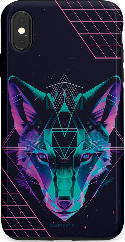 Casetastic hoesje geschikt voor Apple iPhone XS Max - Dubbellaagse bescherming - Neon Wolf - Fashion Case - Donkerblauw