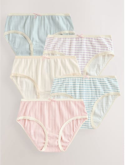 Next - Meisjes - Set van 5 slips met textuur - Crème