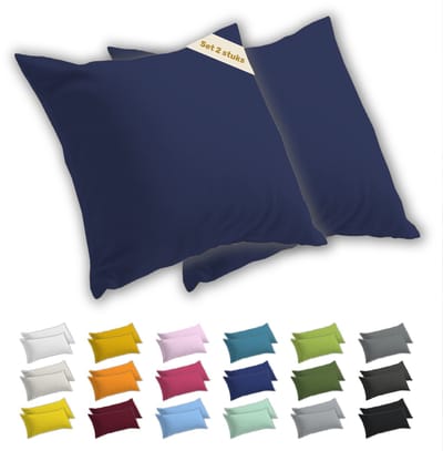 Lavea® Kussenslopen 40x40 cm Set van 2 – Kussenhoezen van 100% Zachte en Ademende Jersey Katoen met YKK Ritssluiting – Galaxieblauw