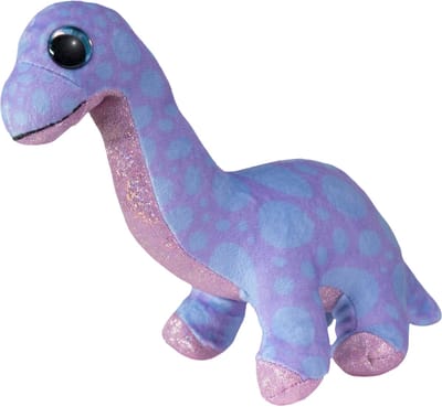 Lumo Stars knuffel dino Brontosaur paars 15cm pluche speelgoed.