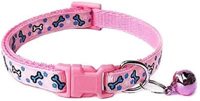 Consumerce® Katten en Honden Halsband Botjesprint Met Belletje – Roze – 19-33cm Verstelbaar – Voor Hond Kat Puppy Kitten – Halsbandje – Halsbanden – Kleine – Kattenbandje – Bandje – Band