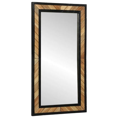 vidaXL - Wandspiegel - Zwart - en - Bruin - 50 - x - 2 - x - 90 - cm - Massief - Acacia - Hout